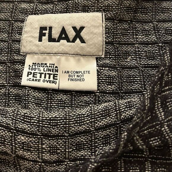 Flax Gray Black Print 100% Linen Top Pants Set Size P (4-6) - Picture 13 of 14